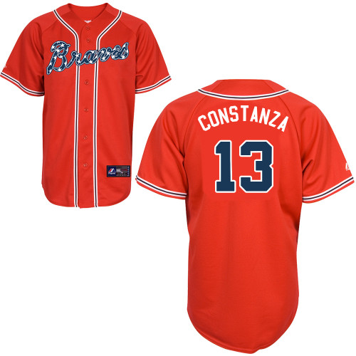 Jose Constanza #13 mlb Jersey-Atlanta Braves Women's Authentic 2014 Red Baseball Jersey